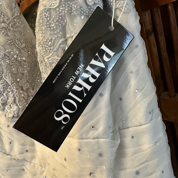 (370) ❤️ Brand new with Tags Park108 M324 gown in silver $1000 - Picture 8 of 12